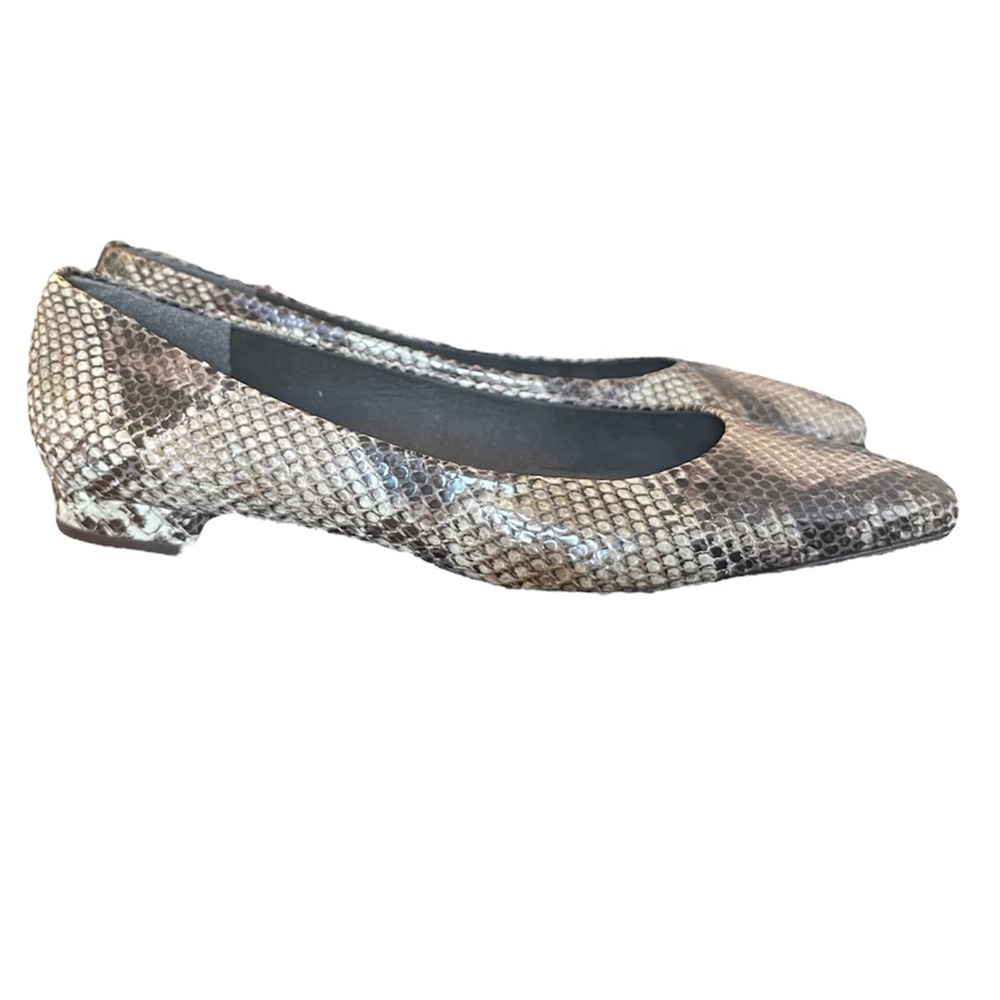 Stuart Weitzman Snake Print Baller Flats in Taupe and Black - 11